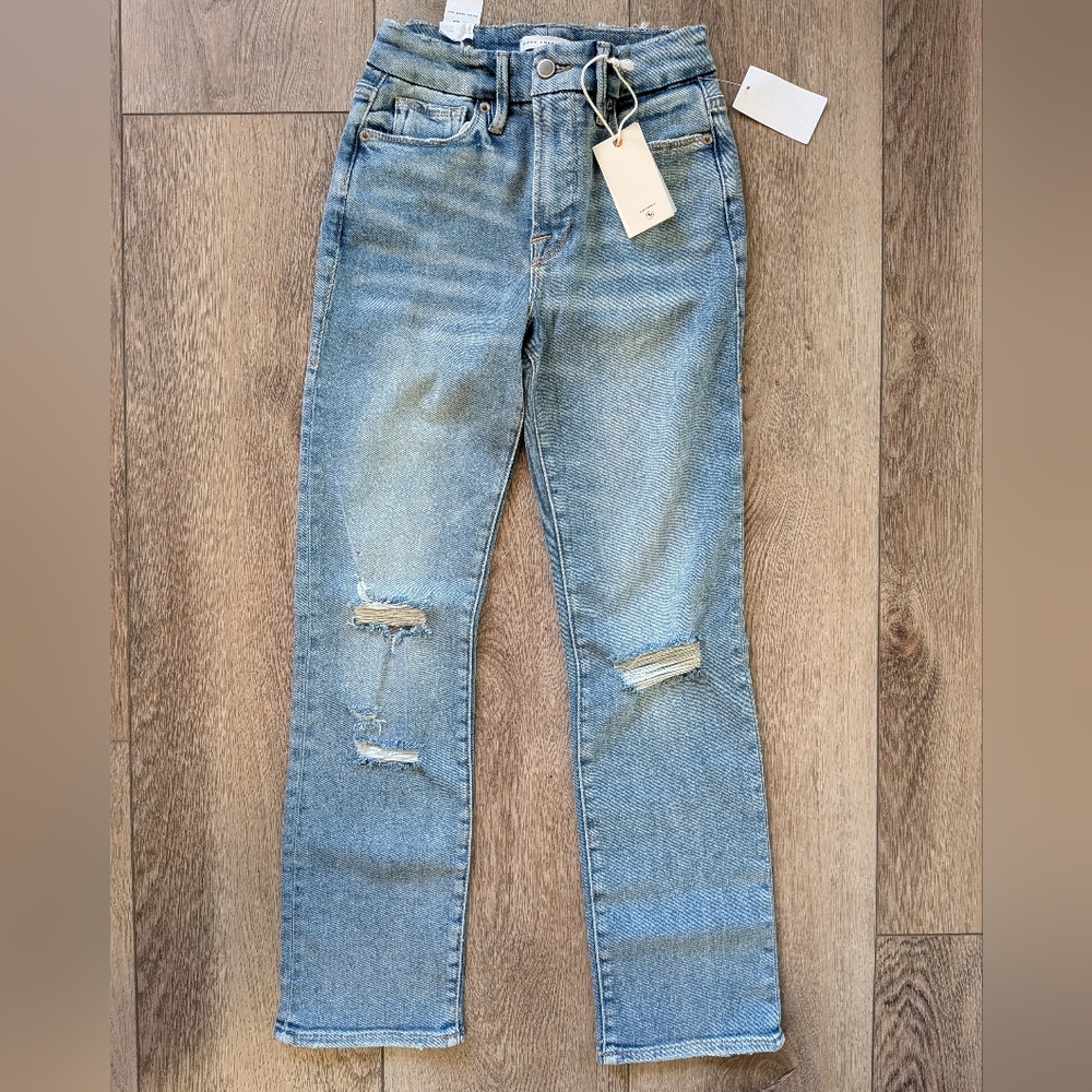 Good American Straight Leg Distressed Jeans